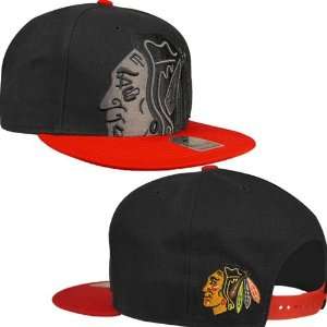  Chicago Blackhawks Two Tone Colossal Snapback Hat (Black/Red 