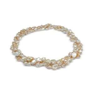   Biwa Triple strand Freshwater cultured pearl necklace American Pearl