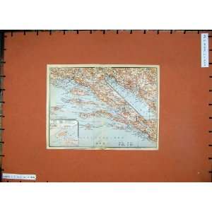  1911 Colour Map Brazza Lesina Plan Trau Ragusa Lissa