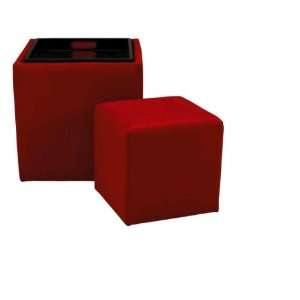  Red Storage Ottoman with Small Ottoman