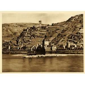  1924 Germany Kaub Pfalz Toll Castle Rhine River Burg 