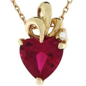    10k Gold Heart Red CZ July Birthstone Charm Pendant Jewelry