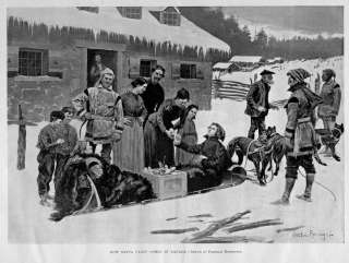 SANTA CLAUS COMES TO CANADA BY FREDERIC REMINGTON, SKIS  