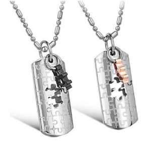   316L Stainless Steel I Love You Wedding Puzzle Couple Necklaces  