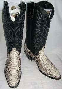 NEW AMERICAN WEST Natural PYTHON Snake Skin 9.5 EW Black Leather 