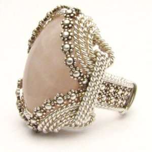 Wire Wrap Berry Wire Rose Quartz Silver Ring  