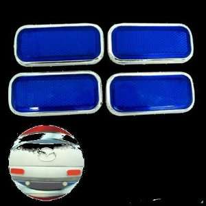 Cube Car Bumper Reflector Guard Set Blue with Silvery Rim 4 Pieces (HL 
