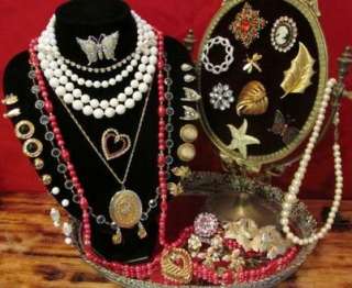 Huge Vintage/Estate Jewelry Lot,Earrings,Brooches,Rhinestones,WEAR 