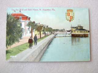SEA WALL & BATH HOUSE ST AUGUSTINE FLORIDA EARLY 1900S  