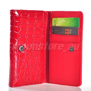 RED CROCODILE LEATHER WALLET CASE COVER CARD POUCH FOR NOKIA N8 N9 