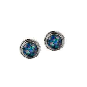   Opal Sterling Silver Round Cut Stone Stud Earrings Graciana Jewelry