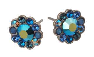 Michal Negrin Silver Plated Stud Earrings Made with Peach & Multicolor 