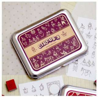 Tin case DIY Rubber stamp   Circus 2  