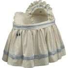   Baby King and Queen Blue Bassinet Liner/Skirt and Hood   Size 17x31