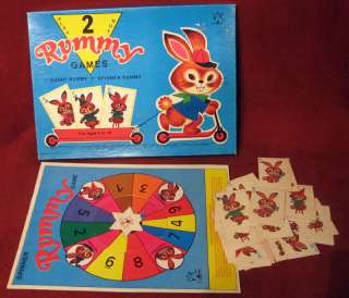 Vintage Play 2 Bunny Rummy Spinner Card Game Tee Pee Toys Complete 