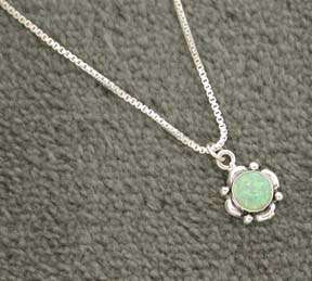 Sterling Silver Green Opal Pendant Necklace NEW  
