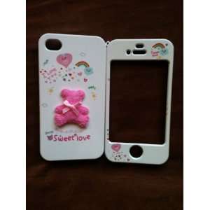 3D Sweet Love Pink Teddy Bear Cartoon Hard plastic front and back case 