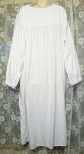Lovely TALBOTS Bright WHITE COTTON FLANNEL Gown~LONG Full NIGHTGOWN 