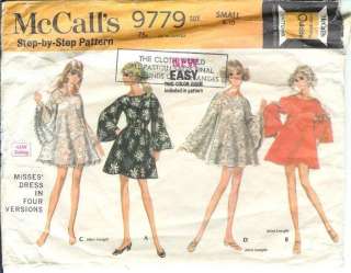 Vtg Kimono Angel Sleeve Mini Dress Sewing Pattern Size 8 10 Bust 31 1 