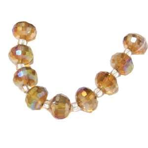  Bead Collection 40384 Glass Faceted Amber Luster Round Beads 