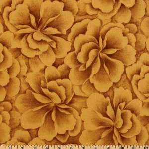  44 Wide Kashmir Large Floral Golden Fabric By The Yard 