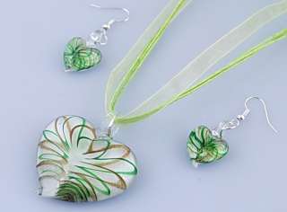   Lampwork Murano Glass Heart Love Bead Pendant Necklace Earrings  