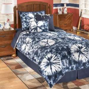  6 Piece Blue Tie Dye Full Comforter Set