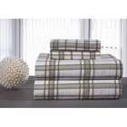   Heavy Weight Printed Flannel Sheet Set in Sage Plaid   Size Twin