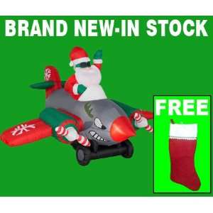 Xmas Inflatables   6 ft. Tall Airblown Animated Pilot Santa Outdoor 