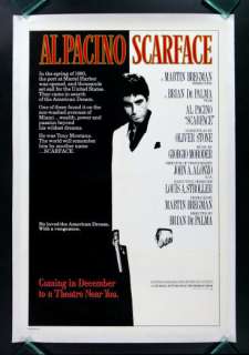 SCARFACE * 1SH ORIG ADVANCE GANGSTER MOVIE POSTER 1982  