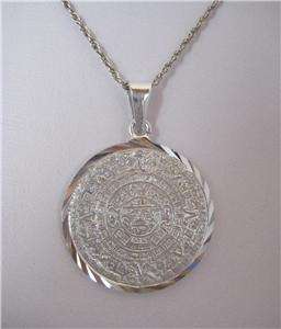 Mayan Mexican 950 Silver Shiny HUGE AZTEC SUN CALENDAR Big Pendant 