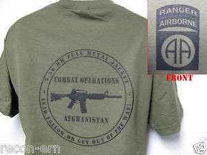 82ND AIRBORNE RANGER T SHIRT/ AFGHANISTAN T SHIRT  