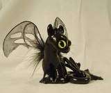 NIGHT FURY Toothless Polymer Clay Sculpture OOAK How to Train Your 