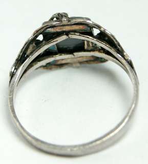 Vintage Sterling Silver Hawks Eye Gemstone Ring Size 6.5 LQQK No 