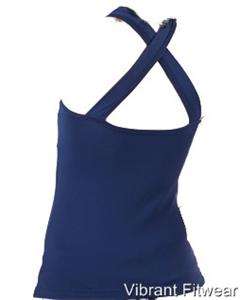Body Angel Tied Bow Tank Top Activewear Fitness NWT Yoga Navy S M L 