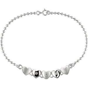  Diamond Heart Bracelet in Sterling Silver, 7 Jewelry