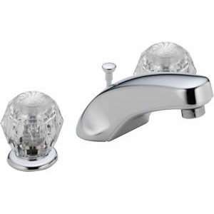   Widespread Bathroom Faucet With Clear Knob Handles & Pop Up Drain