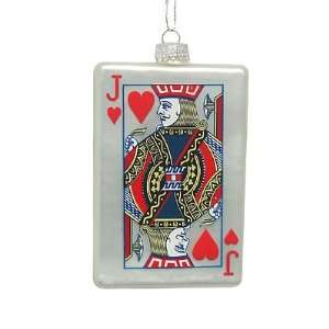 Jack of Hearts Casino Gambling Glass Christmas Ornament  