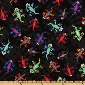 44 Wide Timeless Treasure Geckos Black Fabric By The 