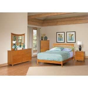 Atlantic Furniture Brooklyn Platform Bed with Open Footrail in Caramel 