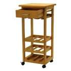 Winsome Wood Wine Cart with Drawer, Light Oak
