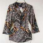   Plus Size 2X 3X Mocha Teal Safari Mock Shrug Scoopneck Top Chic