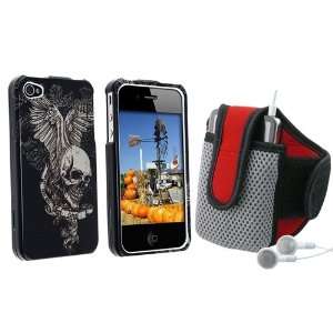 Skull Wing Snap on Case + Red SportBand Compatible With Apple® iPhone 