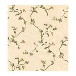  Trailing Vines with Flowers Ecru Wallpaper in Mulberry 