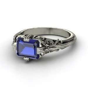  Acadia Ring, Emerald Cut Sapphire Palladium Ring Jewelry