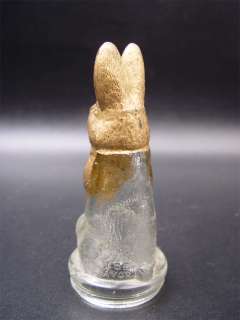 Vintage Avor Glass Candy Container Painted Bunny Rabbit  
