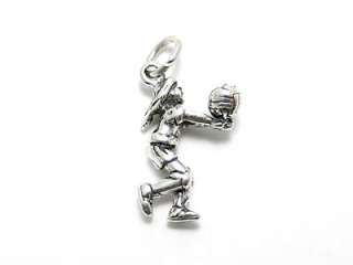 sterling silver *3D FEMALE VOLLEYBALL PLAYER*charm 335  
