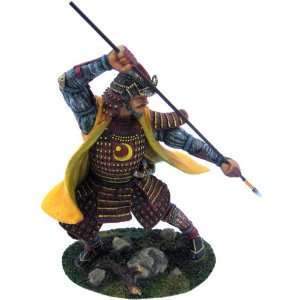  Hand Painted Samurai Warrior W/ Spear Statue Sojutsu