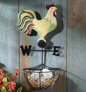 Farmhouse Rooster Weathervane Wall Pocket Basket New  