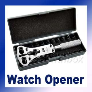 Watch Back Case Opener Repair Tool Box Set Screw Wrench  